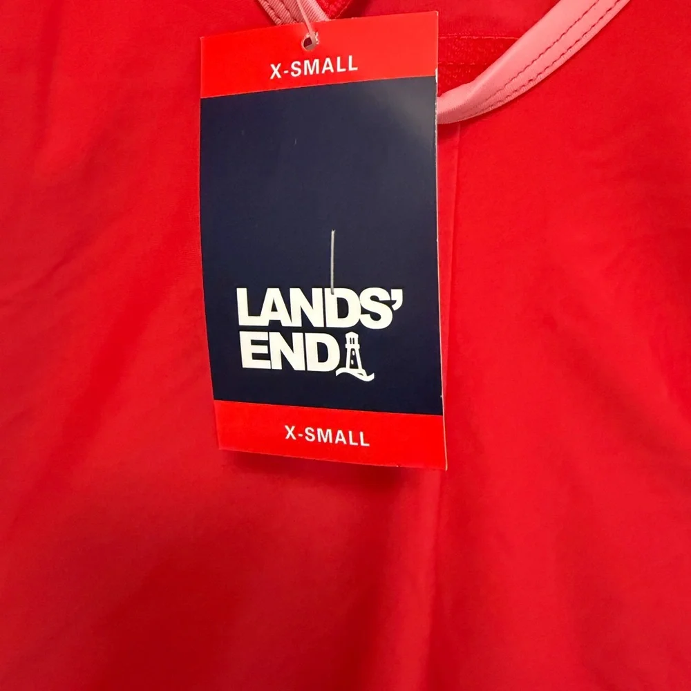 Lands’ End Women’s One-Piece Swimsuit Red/Pink Colorblock XS | NWT